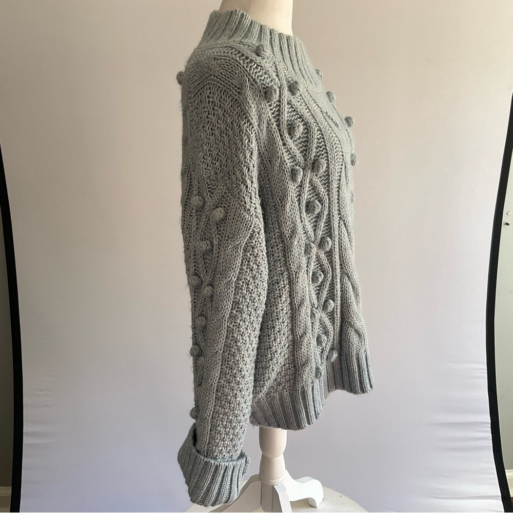 Sarah Campbell Chunky Cable Knit Sweater Blue Cotton Blend Cozy Pullover L - Picture 5 of 16